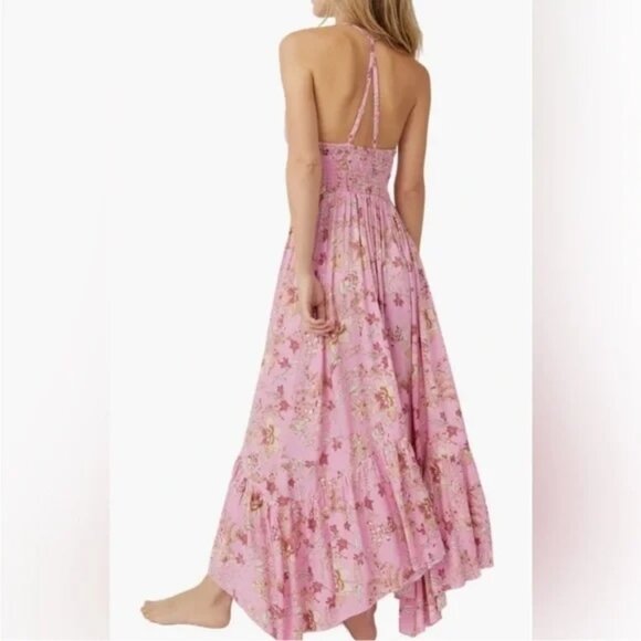 Free People Womens Heat Wave Printed Maxi Dress Pink Small - Picture 2 of 3